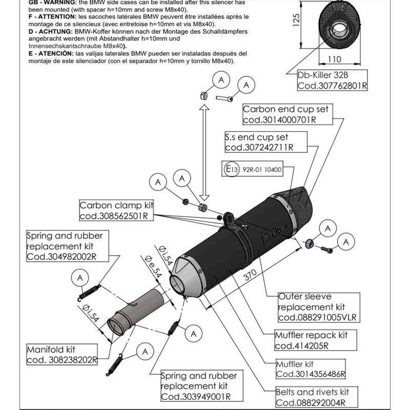 BMW F 800 R 2017 - 2020 LV ONE EVO BLACK EDITION BMW F 800 R 2017 - 2020 LV ONE EVO BLACK EDITION
